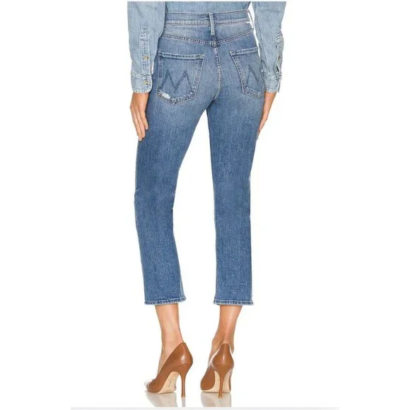 MOTHER The Pixie Tomcat Crop Jeans Not Cut & Pasted Blue